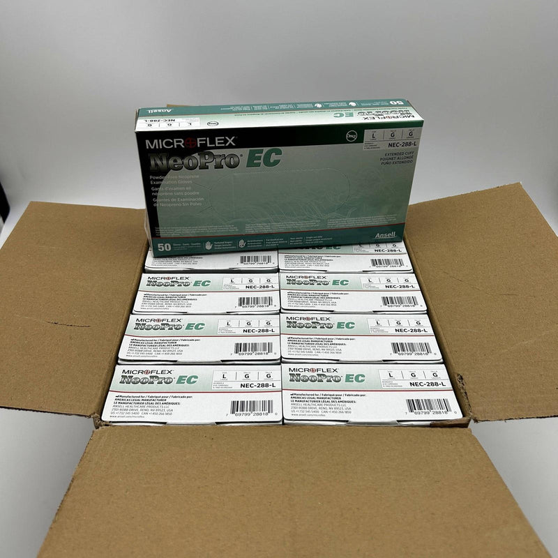 Microflex NEC-288 Disposable Gloves Large Extended Cuff Neoprene 500pcs/Case