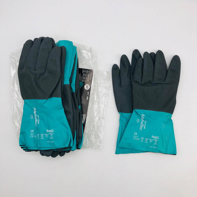 Ansell AlphaTec 58530B Chemical Resistant Work Gloves Sz 10 XL Nitrile 6 Pairs 9