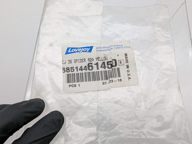 Lovejoy CJ38 92A Jaw Coupling 1.5" ID 3.15" OD 0.71" Thick Yellow Polyurethane 3