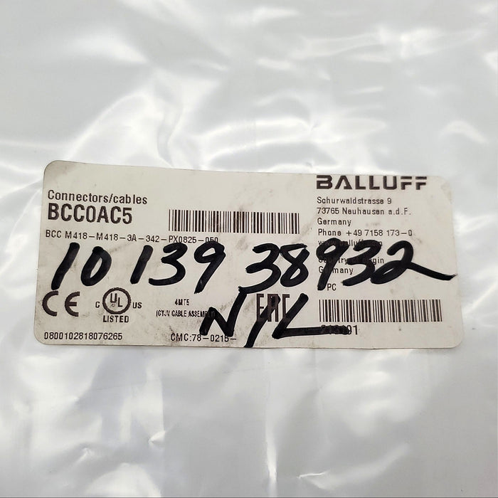 Balluff BCC0AC5 Double-Ended Cordset 5 Meter M12x1 Female to M12x1 Male 8 Pin 5