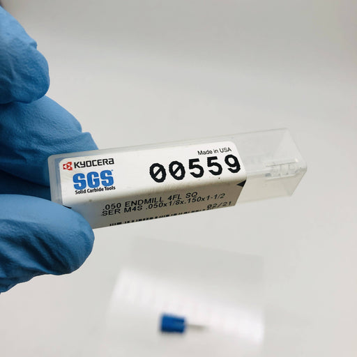 Kyocera 00559 Endmill .050 4FL Square End Series M4S .050X1/8X.150X1-1/2 .15 LOC 2