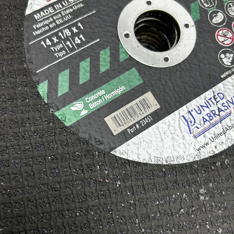 United Abrasives Sait 23451 Cut-Off Wheel 14X1/8X1 C24R Concrete Cutting 10pk