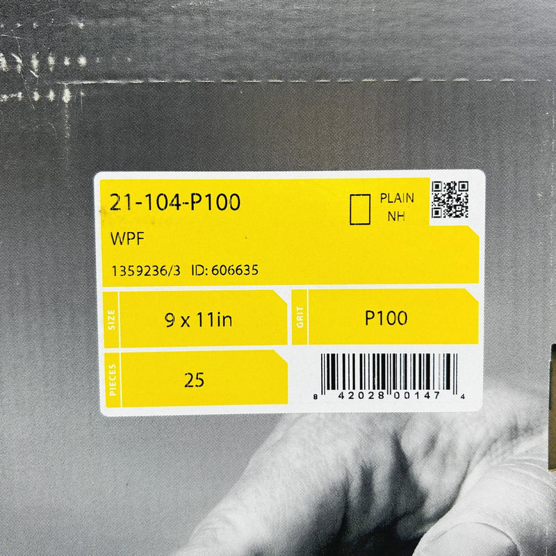 Mirka 21-104-P100 Sandpaper Sheet Waterproof 9 x 11 Wet/Dry 100 Grit Pk of 25 3