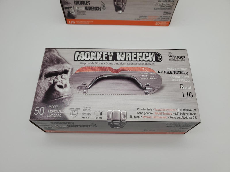 Monkey Wrench Nitrile Gloves Large Powder Free Textured 6 mill Pack of 100 2