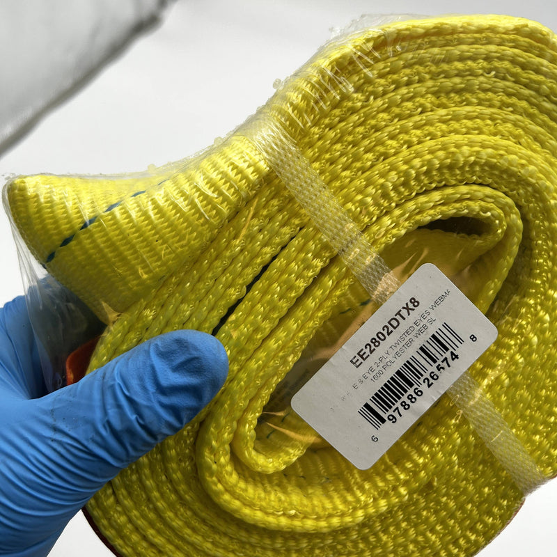 Lift-All EE2802DTX8 Web Sling 2"x8' E/E 2-Ply Twisted Webmaster 1600 Polyester
