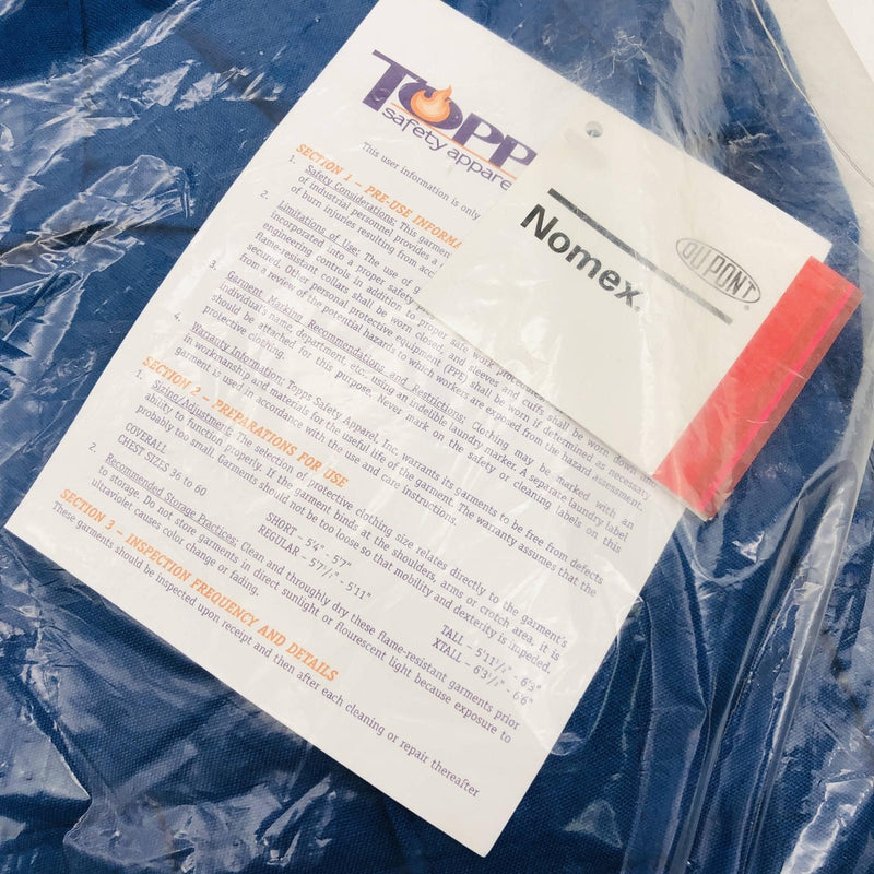 Topps Safety CO075515 Coveralls Size 44-R NOMEX IIIA Unlined Royal Blue RN 18353 4