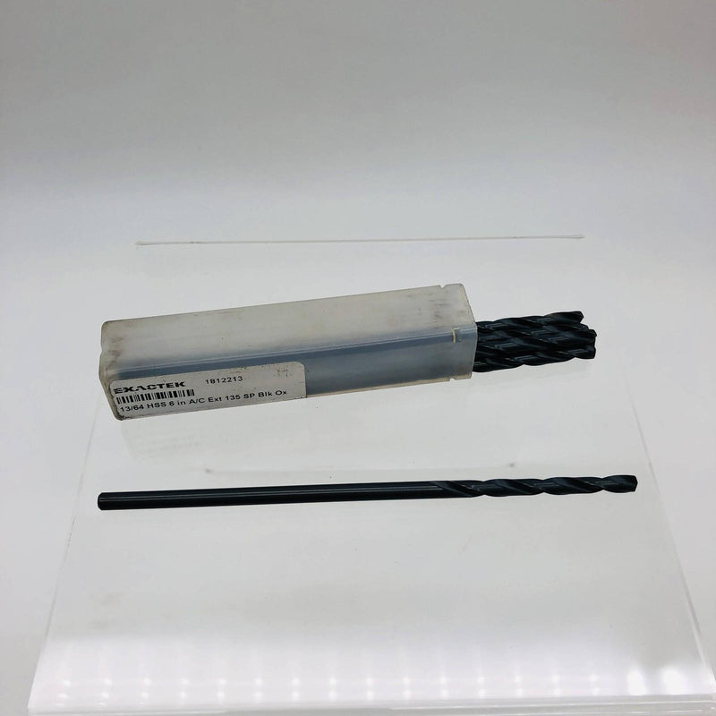 Screw Machine Drill Bit 13/64 HSS 135 Deg Spt Pt Blk Oxide Exactek 1812213 6pk 9