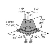 Unistrut P1887 Corner Post Bases 5" x 5" Base 1-5/8" Channel Width Pack of 4 2