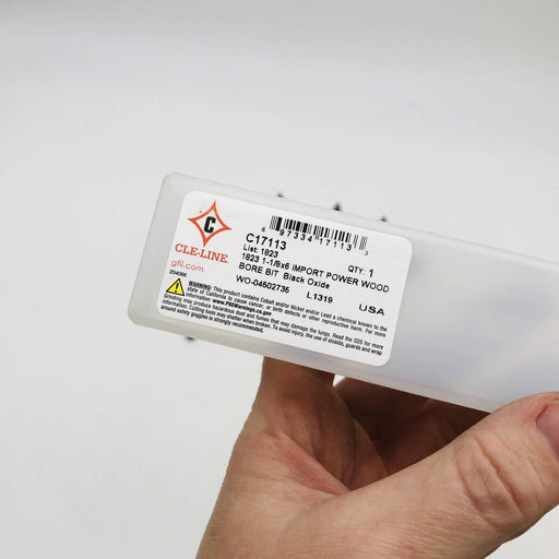 Cle-Line C17113 Power Wood Bore Bit Spade 1-1/8 x 6in Black Oxide 1823 HSS 6pk 2