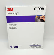 3M Wetordry Sanding Sheets 3000 Grit 9" x 11" PN 01999 Pack of 50 Sheets 1