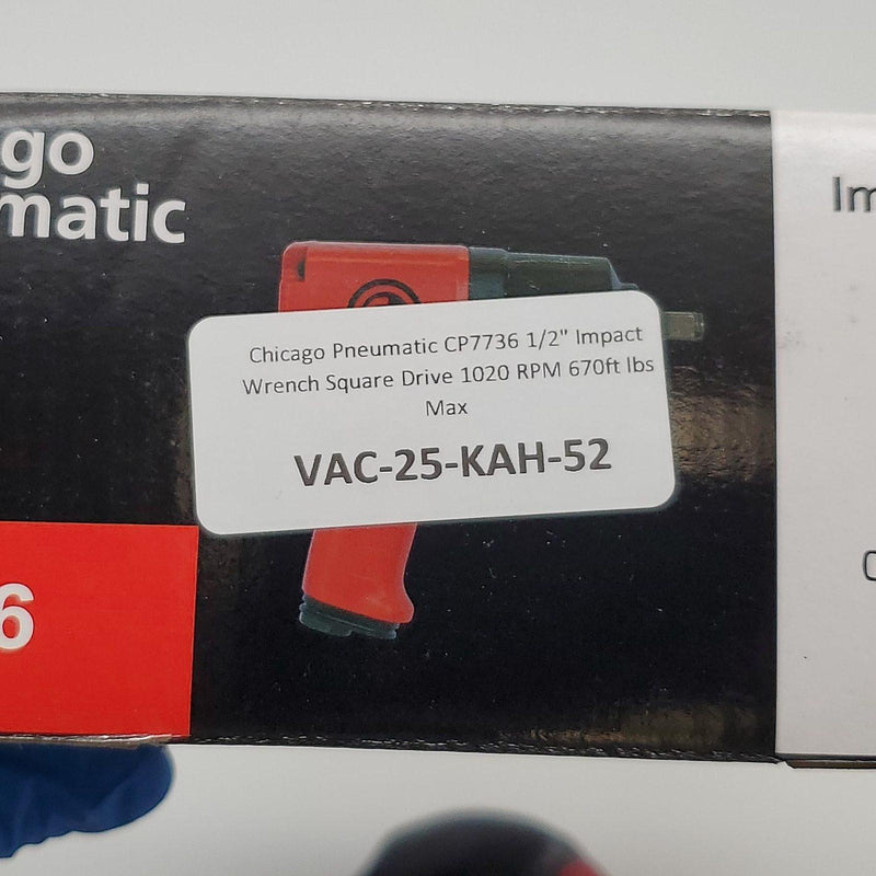 Chicago Pneumatic CP7736 1/2" Impact Wrench Square Drive 1020 RPM 670ft lbs Max 10