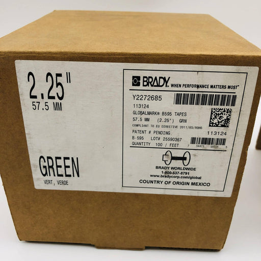 Brady Y2272685 Vinyl Tape Green 2.25" x 100 Feet Globalmark B595 113124 1 Roll 2