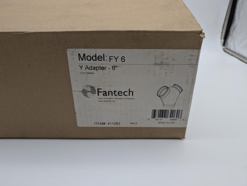 Fantech 6" Y Adapter Duct 6" x 6" x 6" Galvanized Sheet Metal FY 6 6