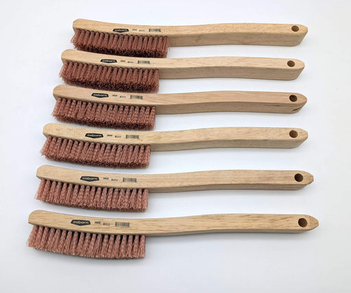 Osborn 54045 Platers Brush 4 Row 18 Col Tan Bristles 13.25" Wood Handle 6 Pack 1