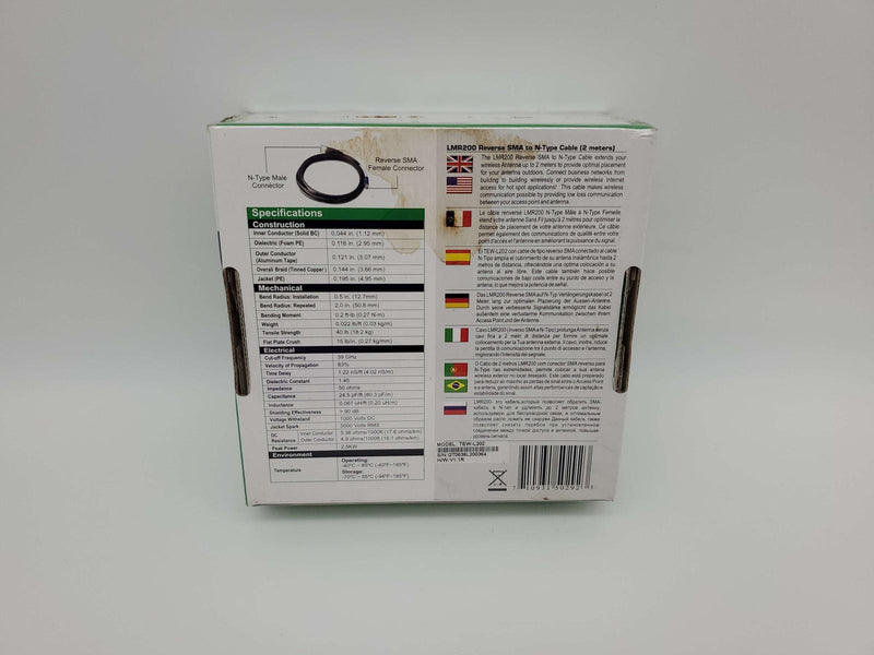 Trendnet TEW-L202 Reverse SMA Female To N-Type Male Cable 6.5ft Weatherproof 2