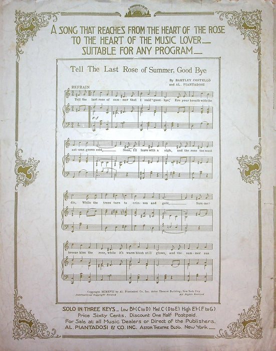 1907 Send Me Away With A Smile Sheet Music War Love Song WW1 Weslyn Piantadosi 3