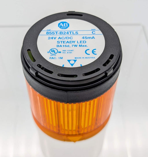 Allen Bradley 855T-B24TL5 Orange Stack Light Module Steady 24V w/ Bulb 1