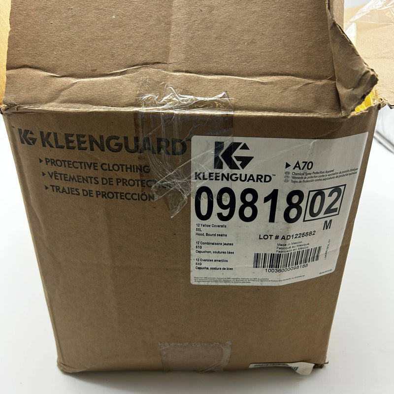 Kleenguard 09818 Coverall A70 Sz 5XL Yellow Chemical Spray Protection 12pk/Case