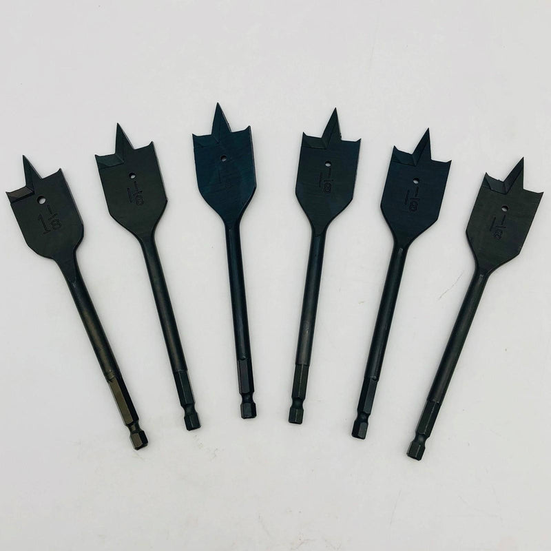 Cle-Line C17113 Power Wood Bore Bit Spade 1-1/8 x 6in Black Oxide 1823 HSS 6pk 1