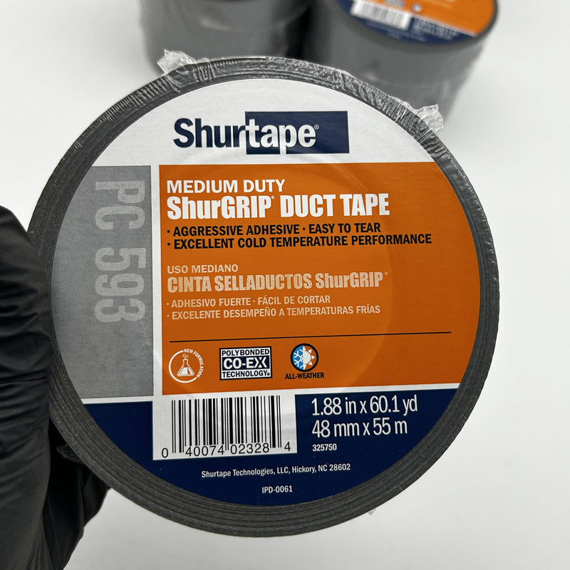 Shurtape PC593 Duct Tape Silver 48MM X 55m 8 Mil General Purpose 152303 12 Rolls