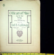 1910 O Heart Of Mine Vintage Sheet Music Large James Whitcomb Riley Galloway 3