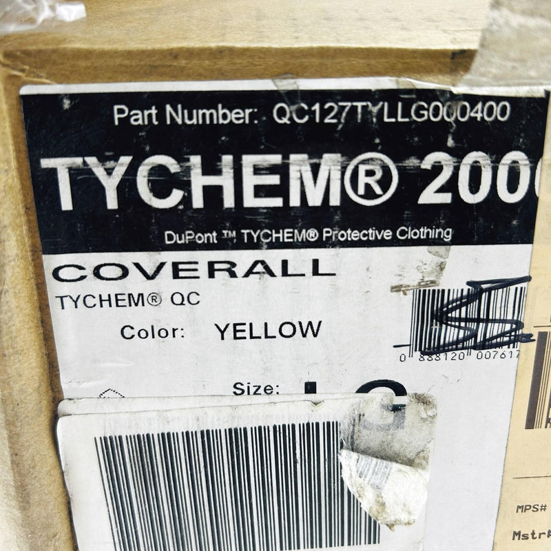 Dupont Tychem 2000 Yellow Coverall Large w/ Hood QC127TYLLG000400 Pack of 4 2