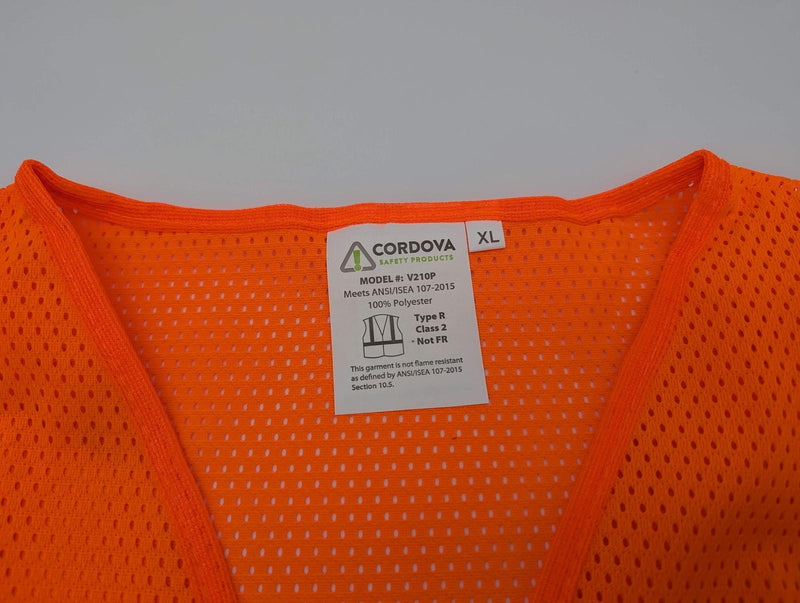 3x Cordova V210P High Visibility Safety Vests Orange XL Hook And Loop Closure 3