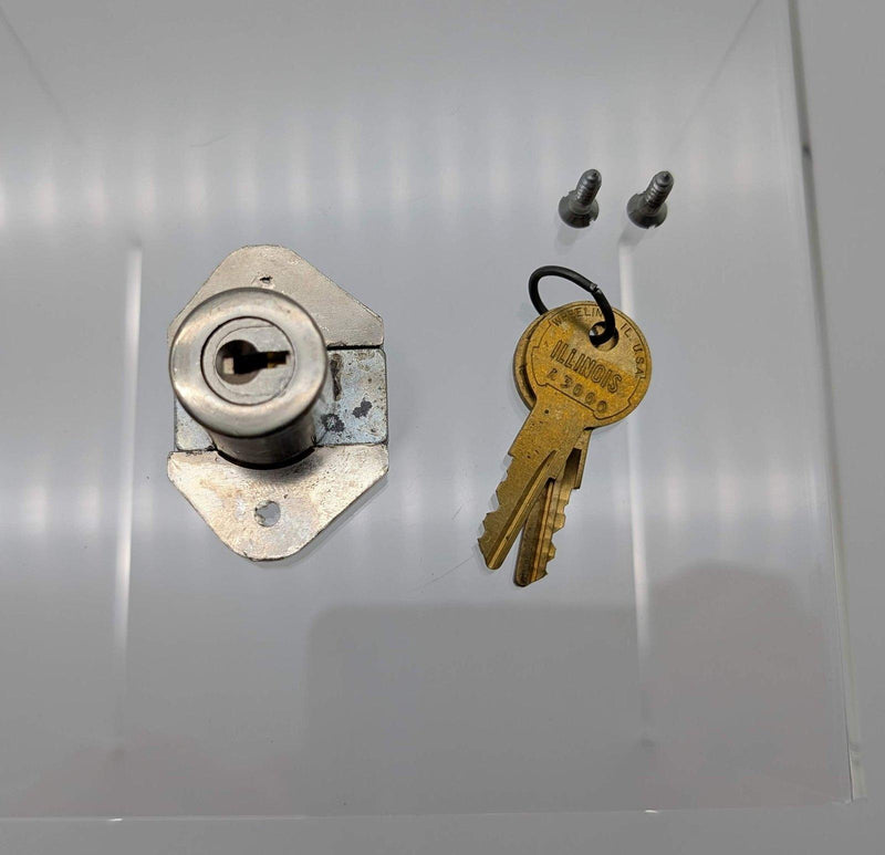 Illinois Cabinet Lock Bright Nickel 7/8" L x 7/8" D Cylinder Keyed Alike D3048A 1