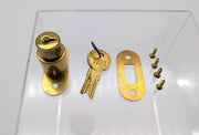 Illinois Sliding Door Lock T-Bolt 1" L 7/8" D Polished Brass Keyed Alike D3830 1