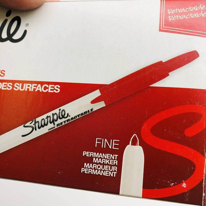 Sharpie 32702 Red Marker Fine Point Retractable No Cap Permanent 12 Count 4
