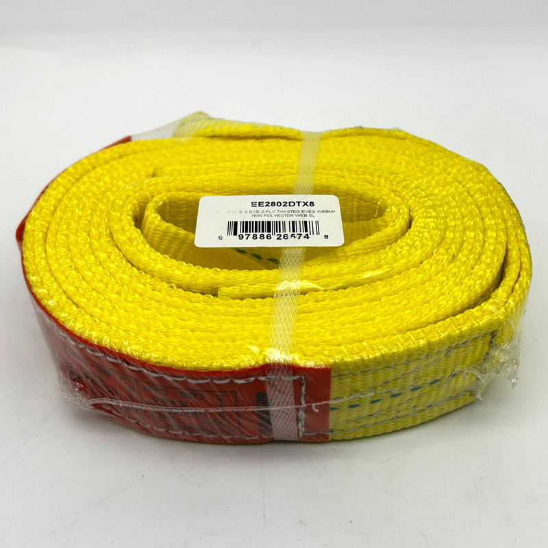 Lift-All EE2802DTX8 Web Sling 2"x8' E/E 2-Ply Twisted Webmaster 1600 Polyester