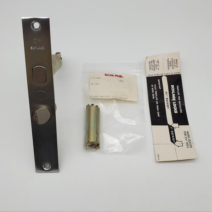Schlage 17-008 Deadbolt Unit 5" BS Satin Chrome G Series Lockset Latch Extender 2