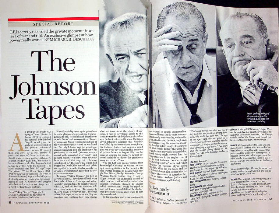 Newsweek Magazine October 13 1997 IRS Scandal LBJ Johnson Tapes Princess Diana 4