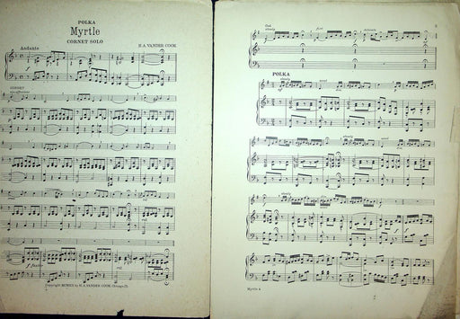 1907 Myrtle Vintage Sheet Music Large Polka Cornet Solo H A Vander Cook 2