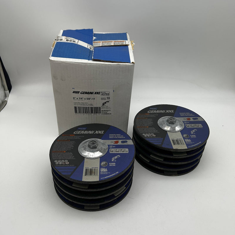 Norton 66252843793 Grinding Wheel 9in x 1/4in x 5/8"-11 Type 27 Gemini XXL 10pk