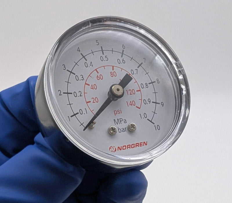 Norgren 18-015-013 Pressure Gauge 50mm Face 0-10 BAR 1/8" ISO R Rear Mount 1