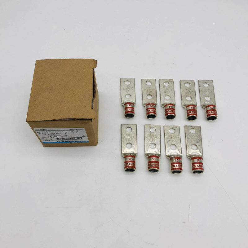 Thomas & Betts 54266 Lug Compression Connector Barrel Shape 2-Hole Orange 9pk 9