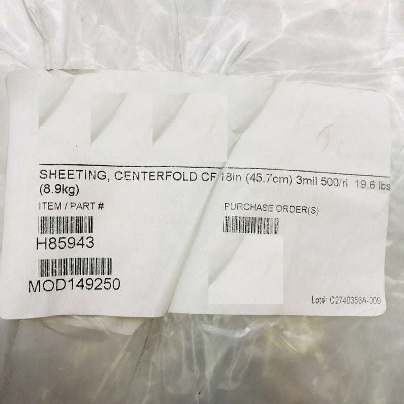 Centerfold Plastic Sheeting 18in x 500ft 3 Mil Thick Opens to 36in CF H85943 1rl 2