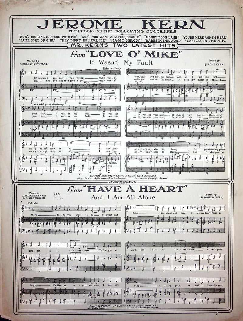 1917 The Siren's Song Vintage Sheet Music Large Leave It To Jane Musical Comedy 3