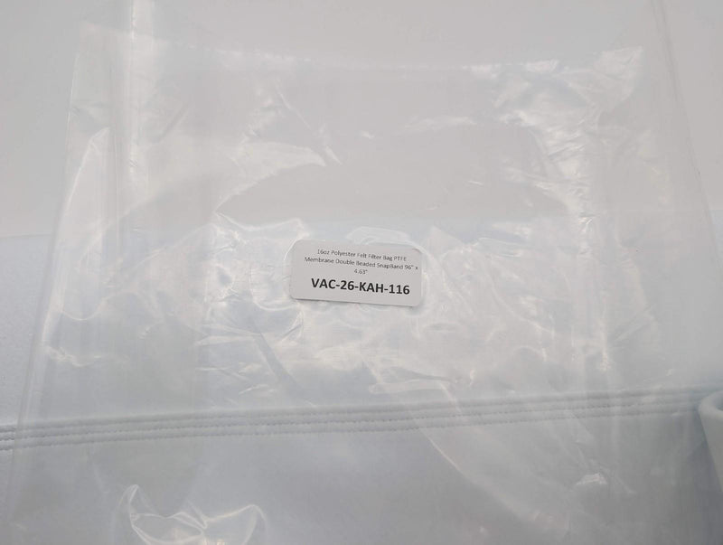 16oz Polyester Felt Filter Bag PTFE Membrane Double Beaded SnapBand 96" x 4.63" 6