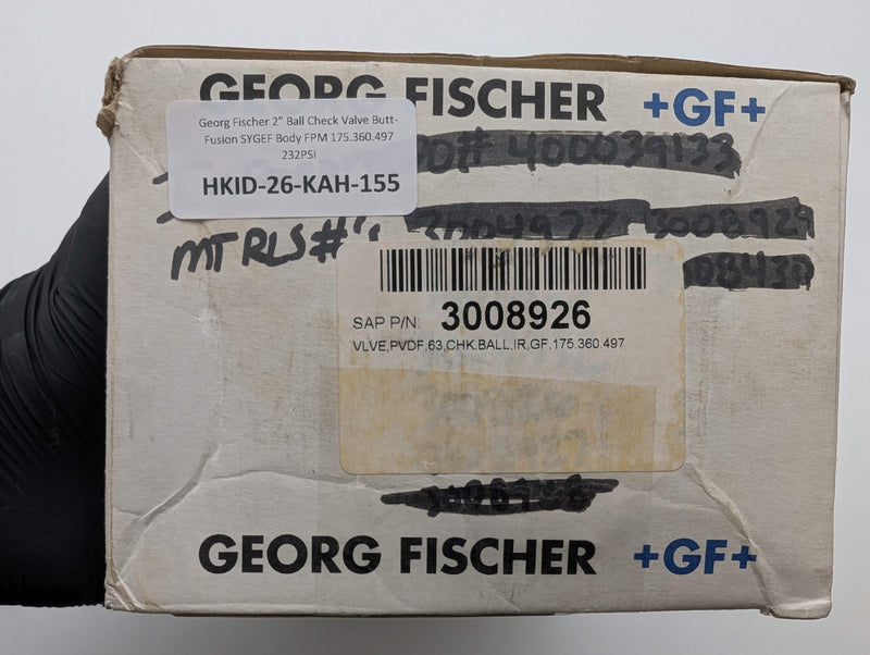 Georg Fischer 2" Ball Check Valve Butt-Fusion SYGEF Body FPM 175.360.497 232PSI