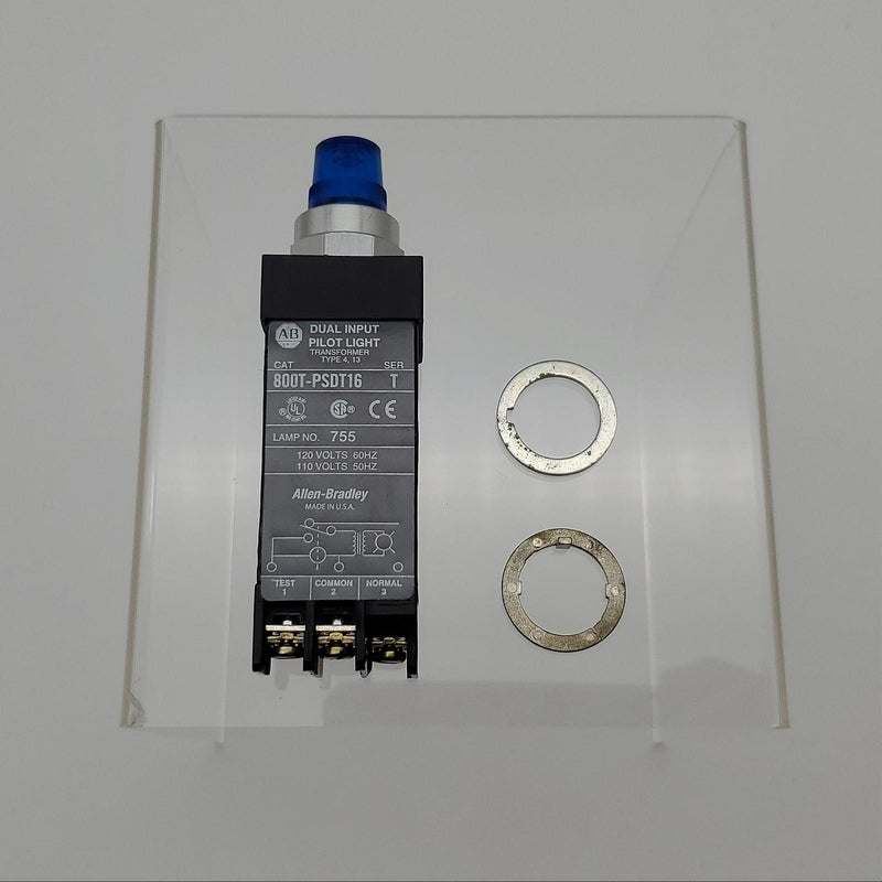 Allen Bradley 800T-PSDT16 Pilot Light Blue Lens Dual Input 120V 60Hz 110V 50Hz 1