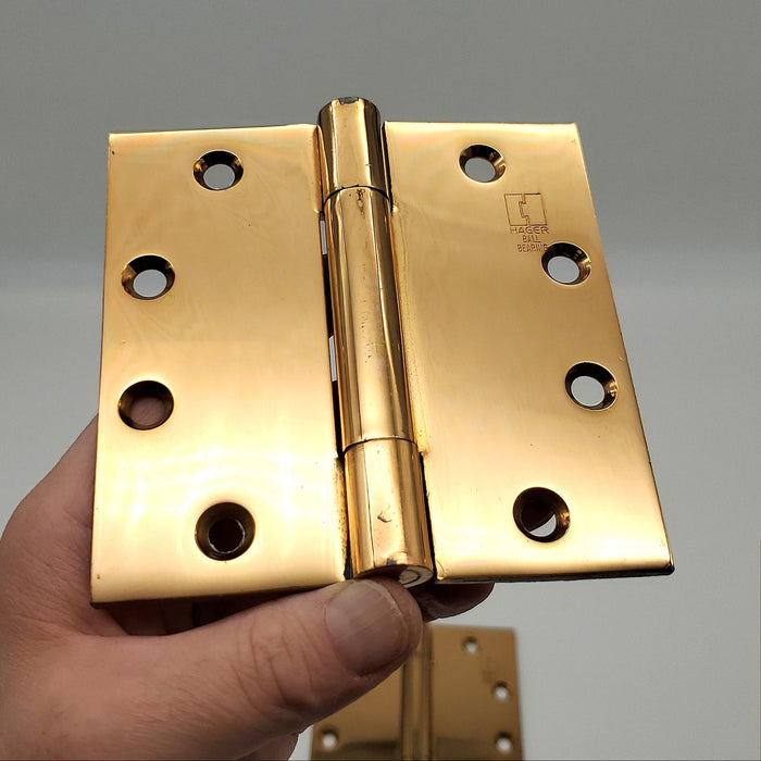 3x Hager BB 700 Door Hinges 4.5" x 4.5" Bright Bronze Full Mortise Ball Bearing 2