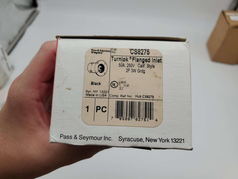 Legrand CS8275 Turnlok Flanged Inlet 50A 250V 2 Pole 3 Wire Black & White 4
