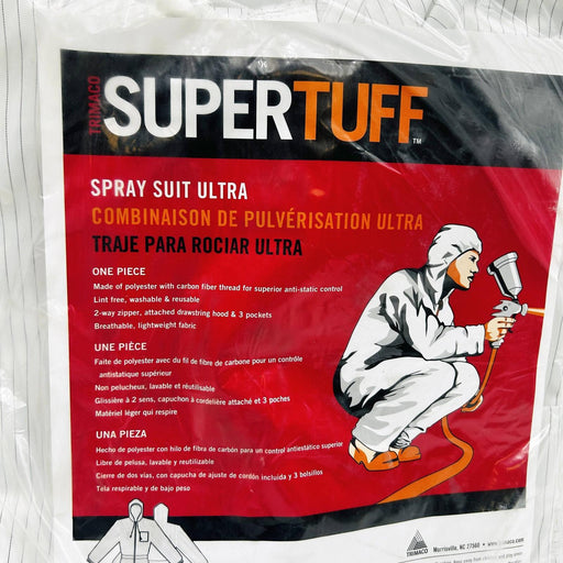 Trimaco Super Tuff 28032 Spray Suit Ultra Sz Large One-Piece W/ Hood Anti Static 2