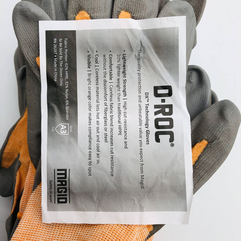 Magid D-Roc DXG22-11 Cut Resistant Work Gloves Sz 11/2XL 18Ga Palm Coated 12prs 2