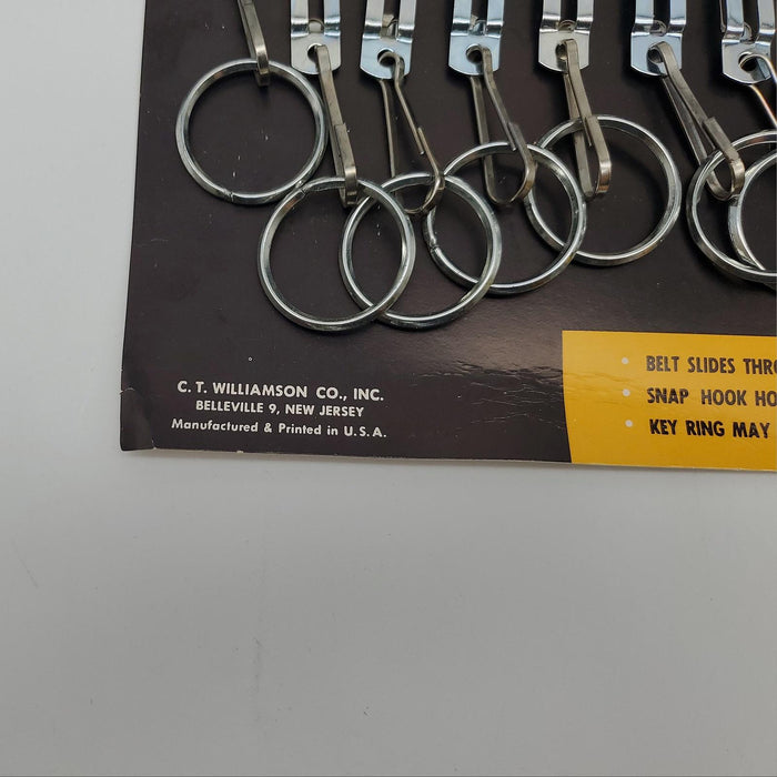 12x C.T Williamson Key Ring & Belt Hook 1.5" D x 0.13" T Ring Steel USA Made VTG 3