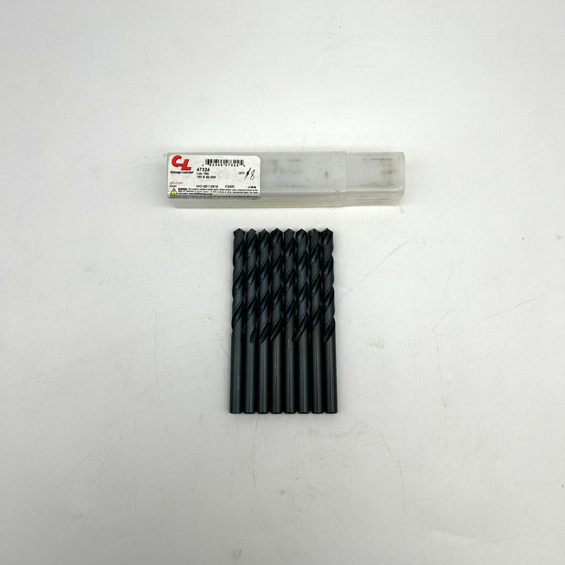 8pk Chicago-Latrobe 47324 Drill Bit 8.40mm List 150 HSS Black Oxide 2 Flutes 4XD 9