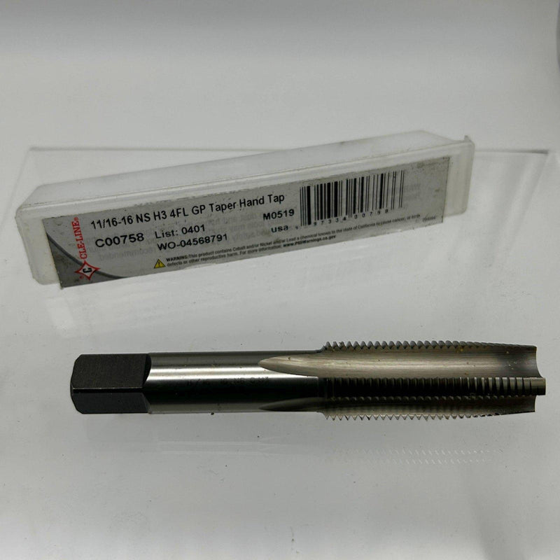 Cle-Line C00758 Taper Hand Tap Chamfer 11/16-16 NS H3 4 Flutes General Purpose 1