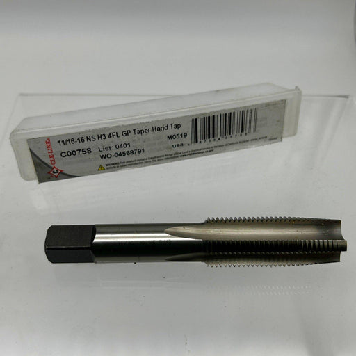 Cle-Line C00758 Taper Hand Tap Chamfer 11/16-16 NS H3 4 Flutes General Purpose 1